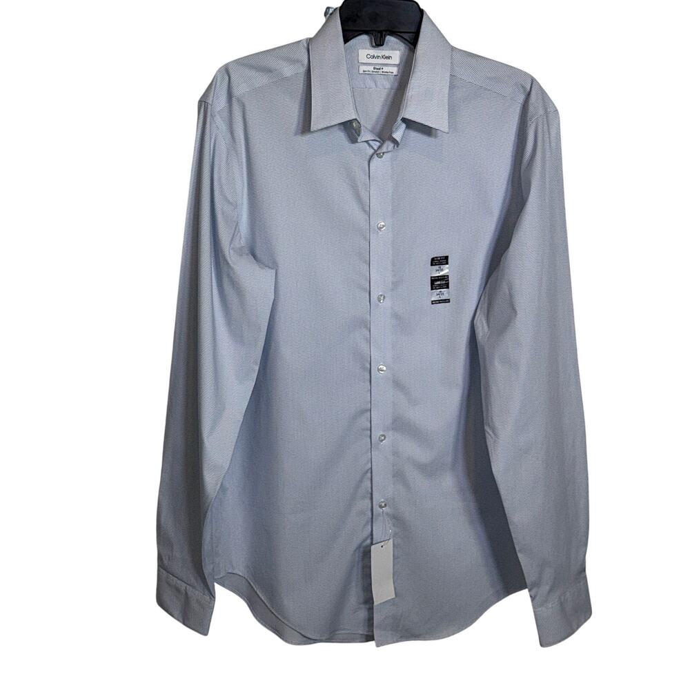 Calvin Klein Steel Men's Slim-Fit Stretch Dress Shirt, mist 16 34-35 $85